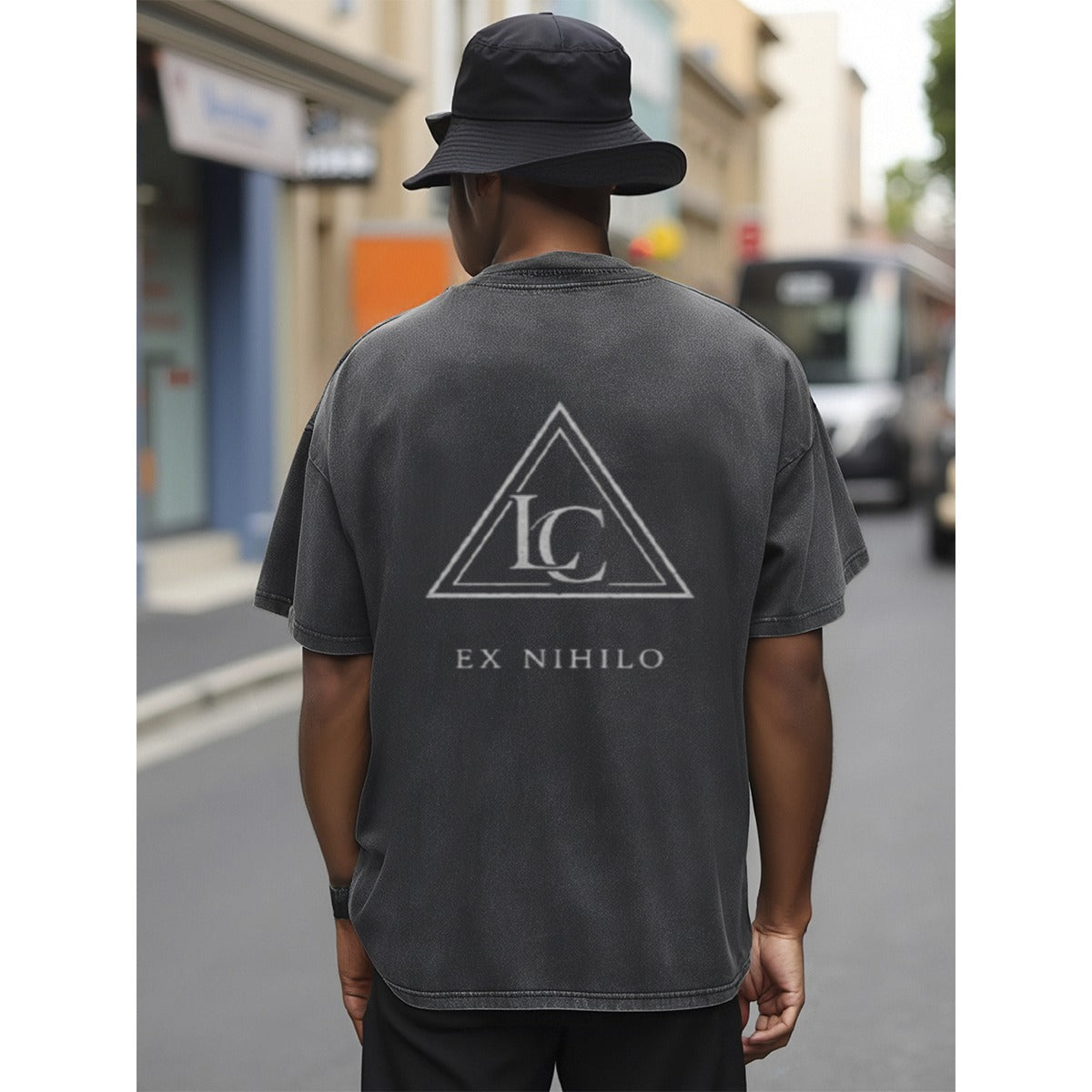 Washed Oversized Tee with Vertical Graphic – Loggia Clandestina